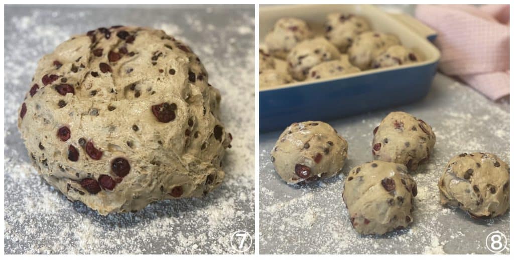 Spelt chocolate and cranberry hot cross buns - Guided Recipe Step 4