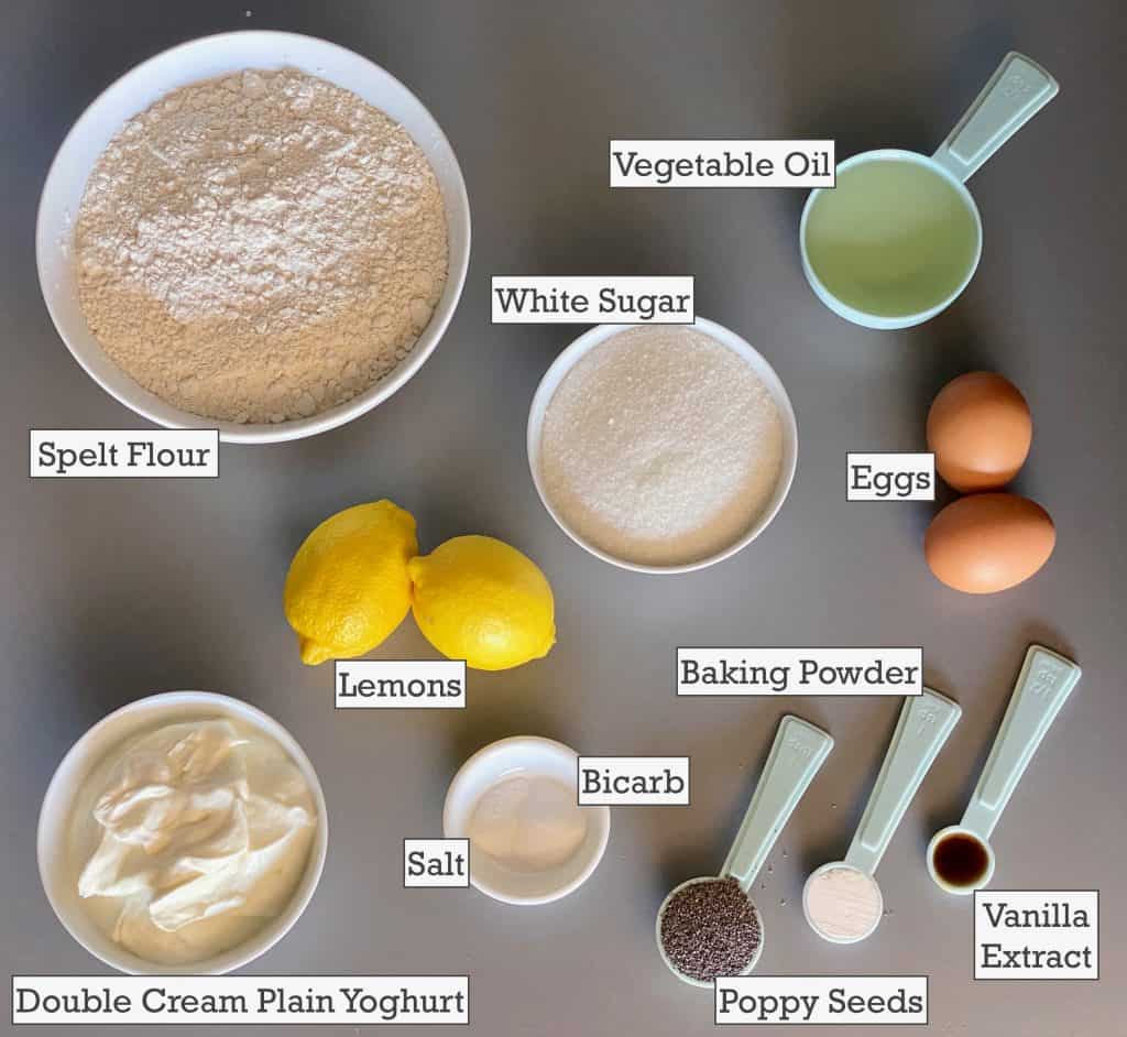 Lemon Poppy Seed Spelt Muffins - Ingredients